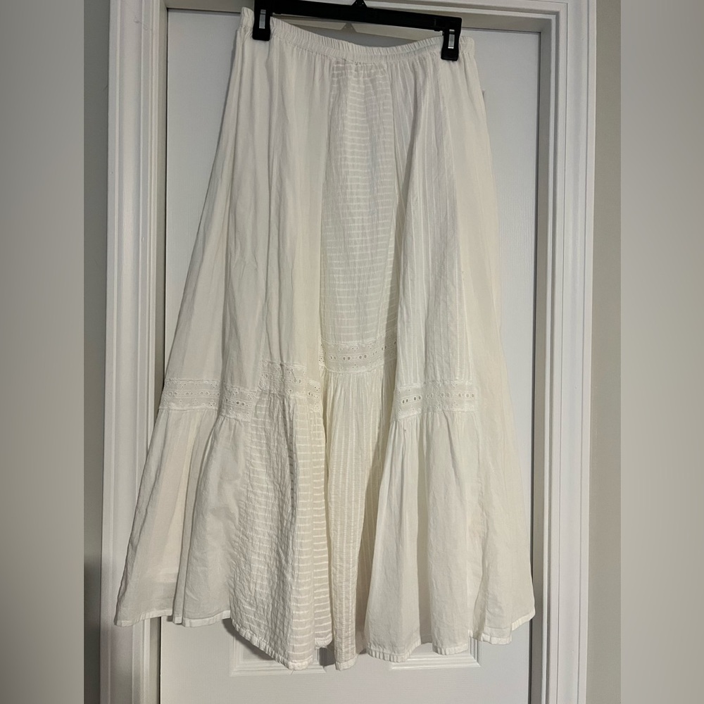 Choices White Cotton Eyelet Maxi Skirt - Picture 3 of 4